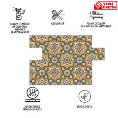 Tink Self Adhesive Green Star Metric Patterned PVC Tile Covering