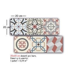 Tink Kendinden Yapışkanlı Patchwork Desenli Pvc Karo Kaplama