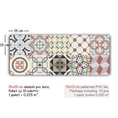 Tink Kendinden Yapışkanlı Patchwork Desenli Pvc Karo Kaplama