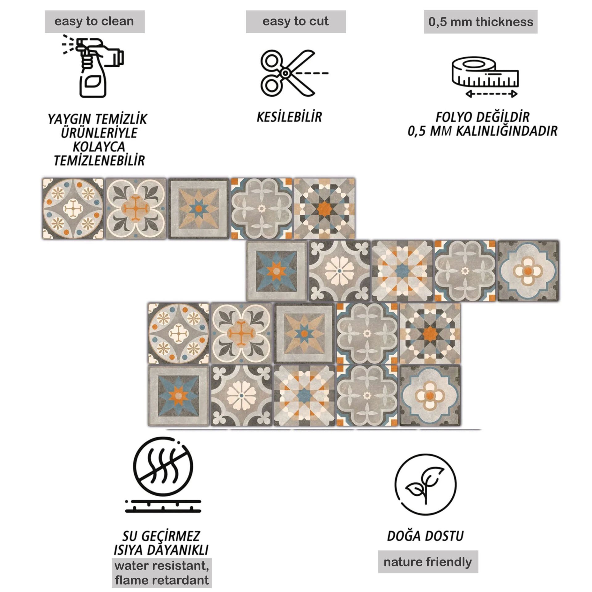 Tink Kendinden Yapışkanlı Kayısı Desenli Pvc Karo Kaplama