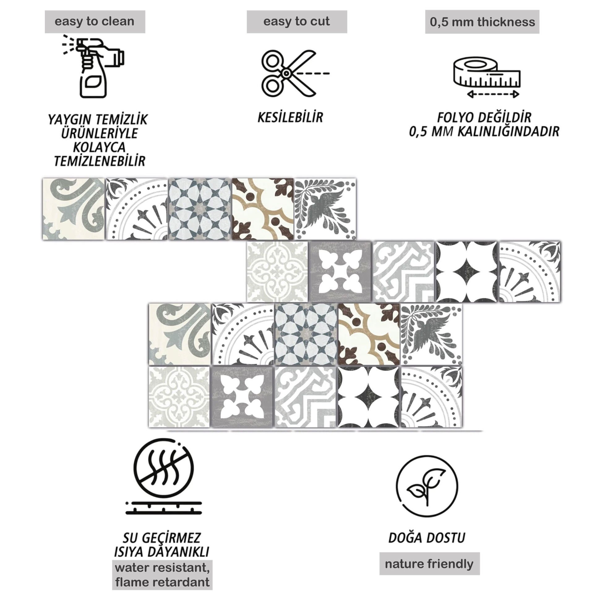 Tink Kendinden Yapışkanlı İngiliz Desenli Pvc Karo Kaplama