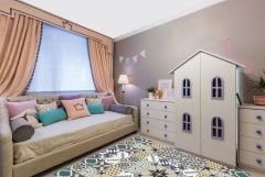 Tink Kendinden Yapışkanlı Retro Yeşil Desenli Pvc Karo Kaplama