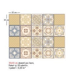 Tink Self Adhesive Retro Yellow Patterned PVC Tile Covering