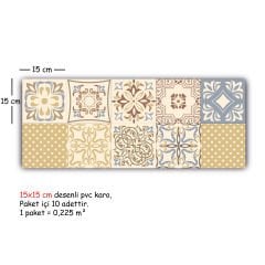 Tink Self Adhesive Retro Yellow Patterned PVC Tile Covering