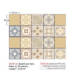 Tink Kendinden Yapışkanlı Retro Sarı Desenli Pvc Karo Kaplama