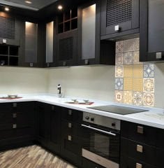 Tink Kendinden Yapışkanlı Retro Sarı Desenli Pvc Karo Kaplama