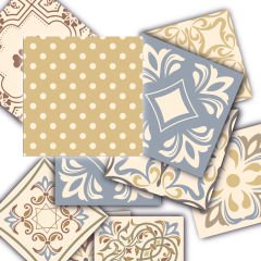 Tink Self Adhesive Retro Yellow Patterned PVC Tile Covering