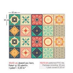 Tink Kendinden Yapışkanlı Mandala Desenli Pvc Karo Kaplama