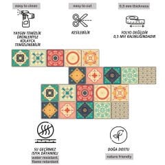 Tink Kendinden Yapışkanlı Mandala Desenli Pvc Karo Kaplama