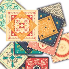 Tink Kendinden Yapışkanlı Mandala Desenli Pvc Karo Kaplama