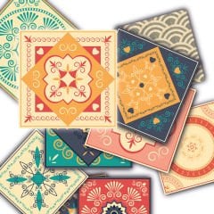 Tink Kendinden Yapışkanlı Mandala Desenli Pvc Karo Kaplama