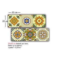 Tink Kendinden Yapışkanlı Sarı Tile Desenli Pvc Karo Kaplama