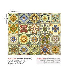 Tink Kendinden Yapışkanlı Sarı Tile Desenli Pvc Karo Kaplama