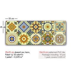 Tink Kendinden Yapışkanlı Sarı Tile Desenli Pvc Karo Kaplama