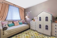Tink Self Adhesive Yellow Tile Patterned PVC Tile Covering