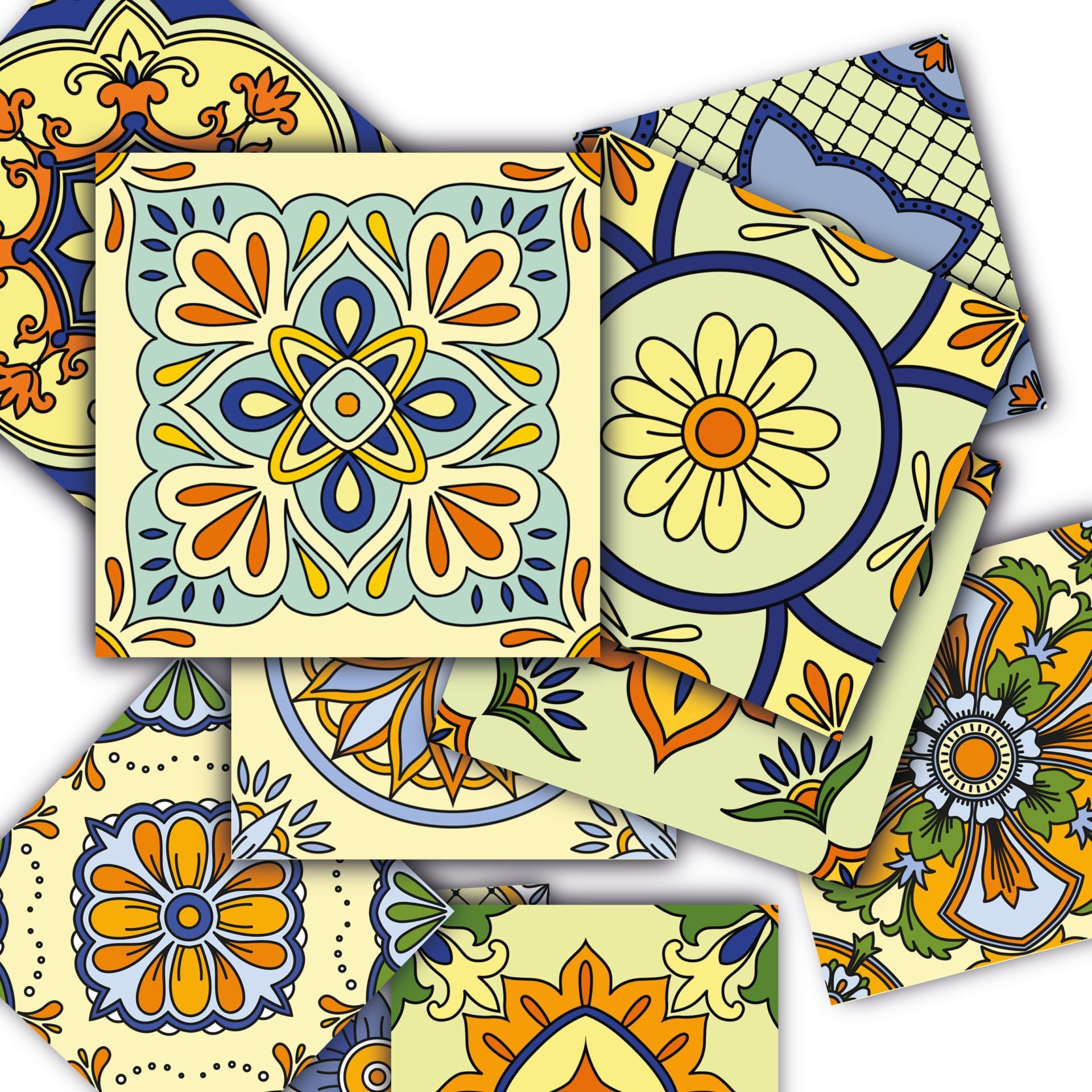 Tink Self Adhesive Yellow Tile Patterned PVC Tile Covering