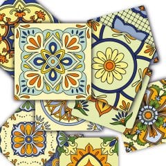 Tink Kendinden Yapışkanlı Sarı Tile Desenli Pvc Karo Kaplama