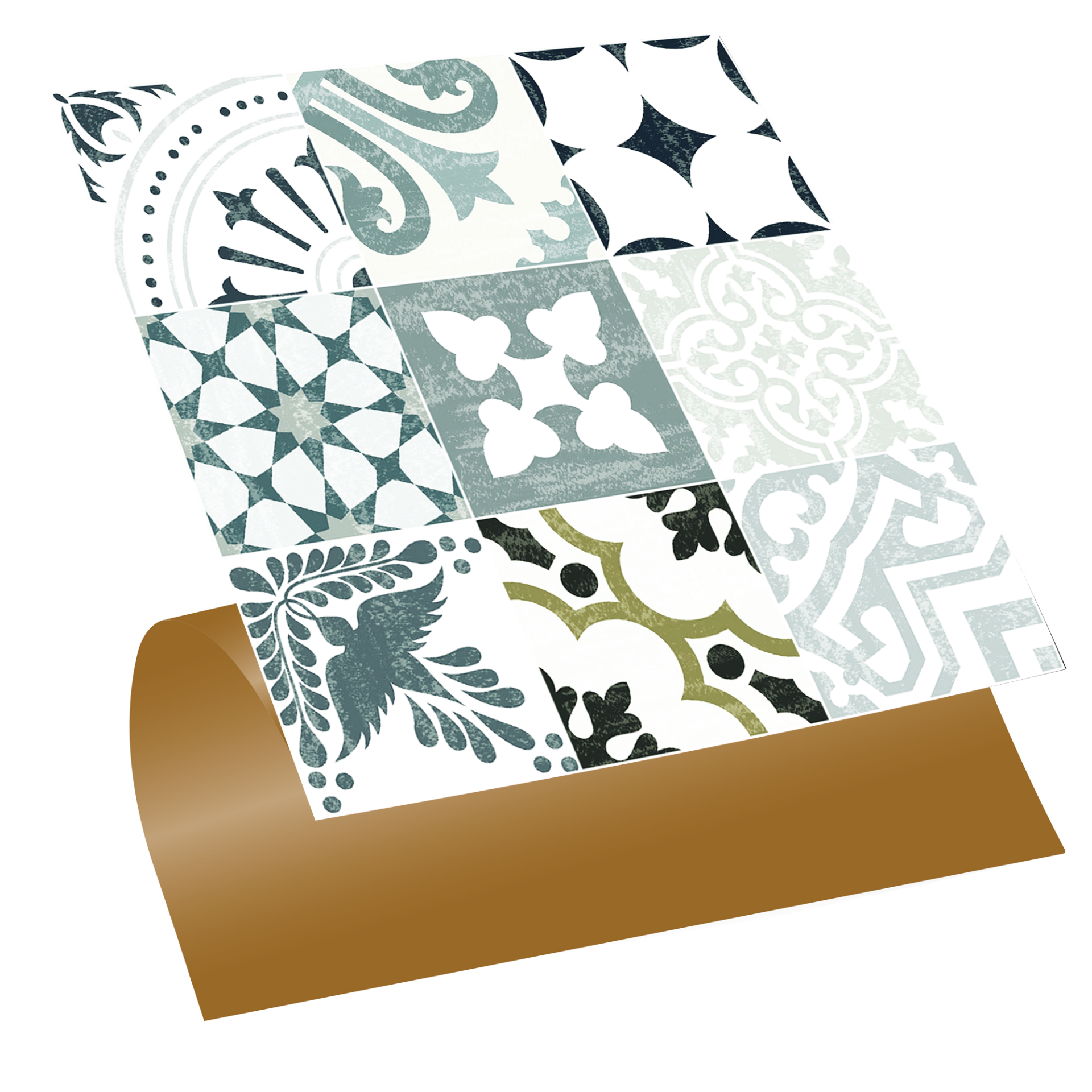 Tink Kendinden Yapışkanlı Karma Yeşil Londra Desenli 30x30 cm Pvc Karo Kaplama