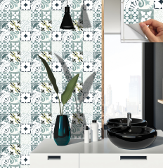 Tink Kendinden Yapışkanlı Karma Yeşil Londra Desenli 30x30 cm Pvc Karo Kaplama