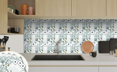 Tink Kendinden Yapışkanlı Karma Yeşil Londra Desenli 30x30 cm Pvc Karo Kaplama