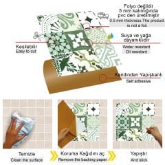 Tink Kendinden Yapışkanlı Karma Yeşil Londra Desenli 30x30 cm Pvc Karo Kaplama