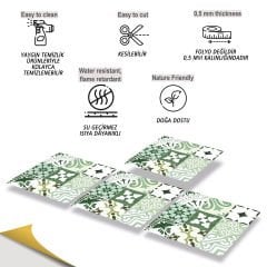 Tink Kendinden Yapışkanlı Karma Yeşil Londra Desenli 30x30 cm Pvc Karo Kaplama