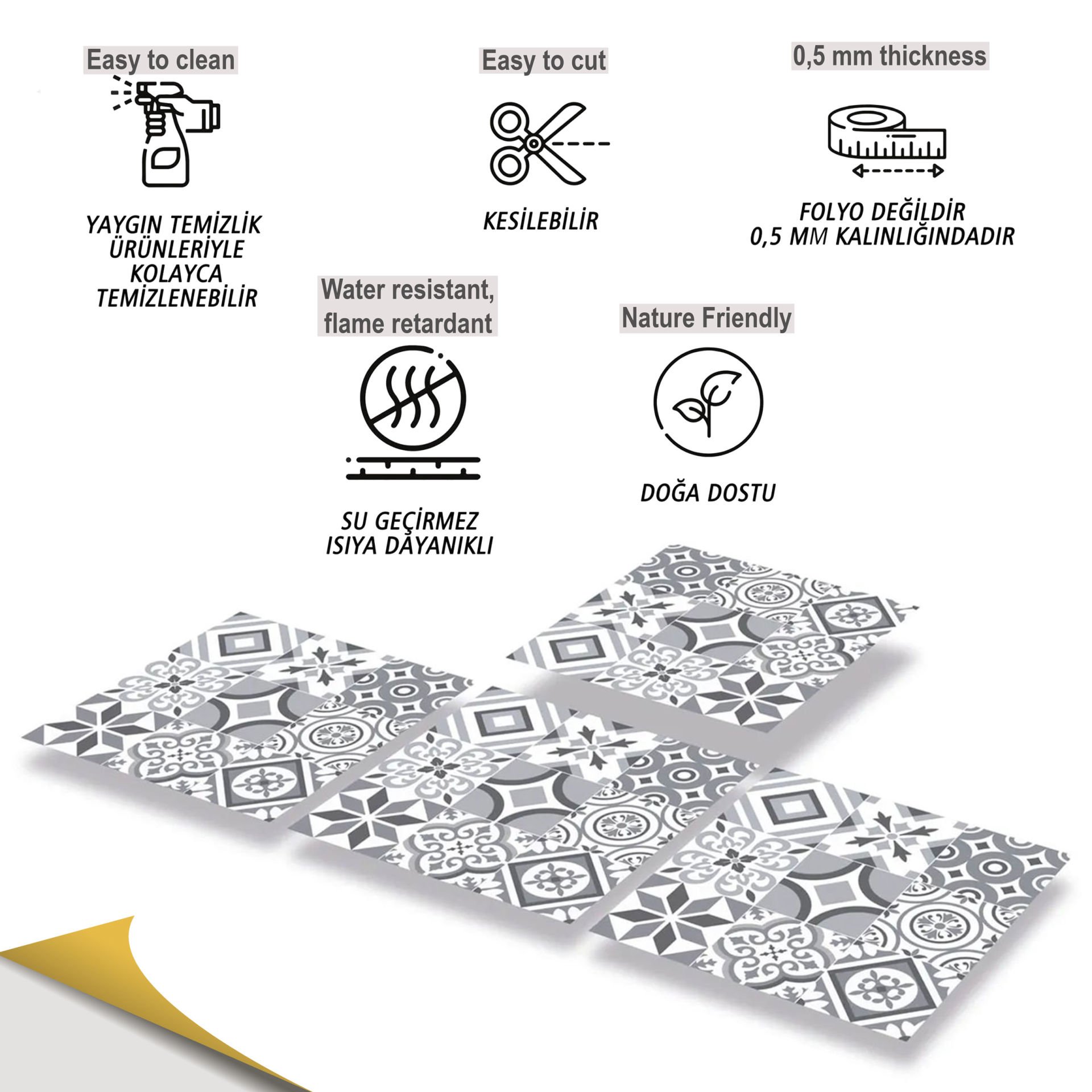 Tink Kendinden Yapışkanlı Pvc Kaplama Geometrik 019 30x30 cm