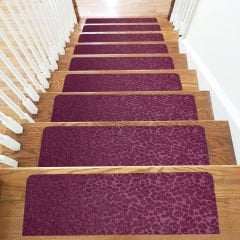Tink Yapışkanlı Kaydırmaz Yıkanabilir Keçe Merdiven Basamak Halısı Bordo 22x75 cm 15 Adet