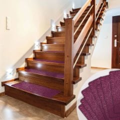 Tink Yapışkanlı Kaydırmaz Yıkanabilir Keçe Merdiven Basamak Halısı Bordo 22x75 cm 15 Adet
