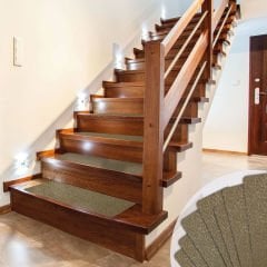Tink Adhesive Non-Slip Washable Felt Stair Tread Carpet Beige 22x75 cm