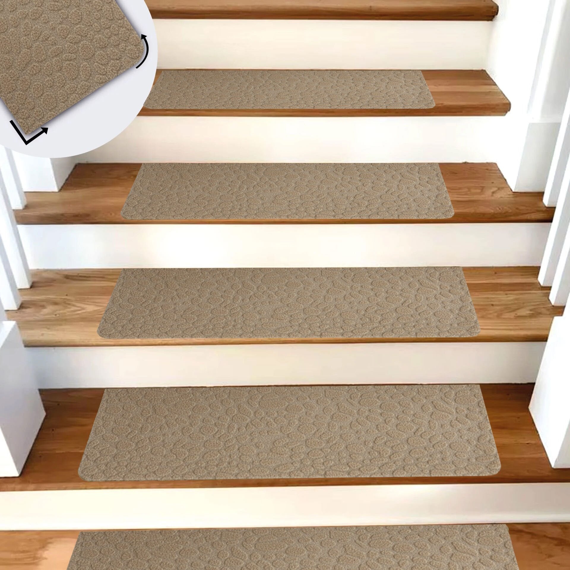 Tink Yapışkanlı Kaydırmaz Yıkanabilir Keçe Merdiven Basamak Halısı Devetüyü 22x75 cm