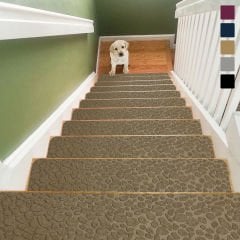 Tink Adhesive Non-Slip Washable Felt Stair Tread Carpet Beige 22x75 cm