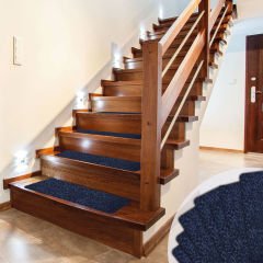 Tink Yapışkanlı Kaydırmaz Yıkanabilir Keçe Merdiven Basamak Halısı Lacivert 22x75 cm