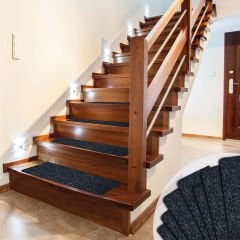 Tink Yapışkanlı Kaydırmaz Yıkanabilir Keçe Merdiven Basamak Halısı Antrasit 22x75 cm