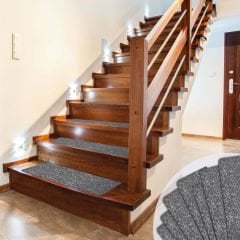 Tink Yapışkanlı Kaydırmaz Yıkanabilir Keçe Merdiven Basamak Halısı Gri 22x75 cm