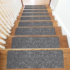 Tink Yapışkanlı Kaydırmaz Yıkanabilir Keçe Merdiven Basamak Halısı Gri 22x75 cm