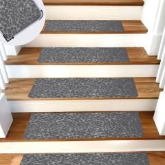 Tink Adhesive Non-Slip Washable Felt Stair Tread Carpet Gray 22x75 cm