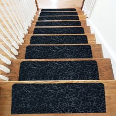 Tink Adhesive Non-Slip Washable Felt Stair Tread Carpet Black 22x75 cm