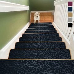 Tink Adhesive Non-Slip Washable Felt Stair Tread Carpet Black 22x75 cm