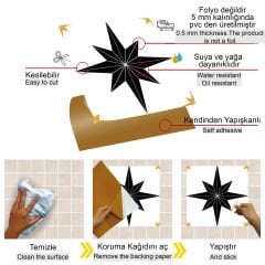 Tink Kendinden Yapışkanlı Altın Yıldız Desenli 30x30 cm Pvc Karo Kaplama