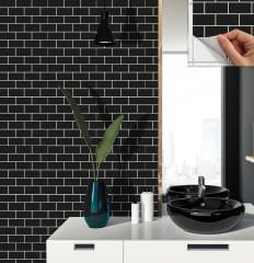 Tink Kendinden Yapışkanlı Siyah Metro 30x30 cm Pvc Karo Kaplama 1 m2 (11 Adet)