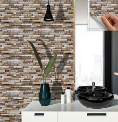 Tink Kendinden Yapışkanlı Geometrik Taş Desenli 30x30 cm Pvc Karo Kaplama