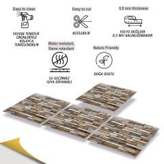 Tink Kendinden Yapışkanlı Geometrik Taş Desenli 30x30 cm Pvc Karo Kaplama 1 m2 (11 Adet)