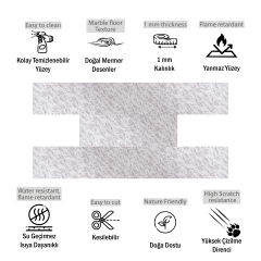 Tink Kendinden Yapışkanlı Parke Kaplama Mermer Desenli Pvc Yer Döşemesi 25x80 cm