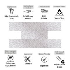 Tink Kendinden Yapışkanlı Parke Kaplama Mermer Desenli Pvc Yer Döşemesi 25x80 cm