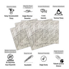 Tink 3D Duvar Paneli Kabartmalı Salon Desenli Pvc 41x41 cm/ 6 Adet /1 m² Mermer Desenli