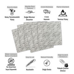 Tink 3D Duvar Paneli Kabartmalı Metro Desen Pvc 41x41 cm/ 6 Adet /1 m² Mermer Desenli