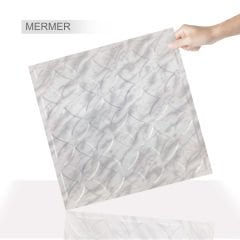 Tink 3D Duvar Paneli Kabartmalı Retro Desen Pvc 41x41 cm/ 6 Adet /1 m² Beyaz Huş