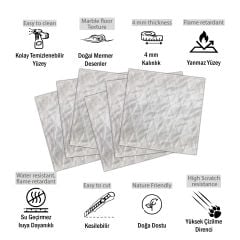 Tink 3D Duvar Paneli Kabartmalı Baklava Desen Pvc 41x41 cm/ 6 Adet /1 m² Mermer Desenli