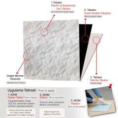 Tink 3D Duvar Paneli Kabartmalı Baklava Desen Pvc 41x41 cm/ 6 Adet /1 m² Mermer Desenli